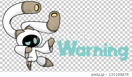 警告・注意を促すかわいいAIロボットキャラクター 警告・注意を促すかわいいAIロボットキャラクター 135109878