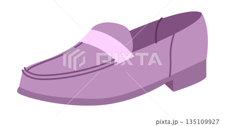 Purple penny loafer shoe women flat. Strap detail casual dress footwear for spring outfit stylish feminine wardrobe. Purple penny loafer shoe women flat. Strap detail casual dress footwear for spring outfit stylish feminine wardrobe. 135109927