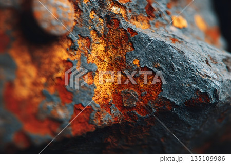 錆びた金属のグランジテクスチャ 135109986