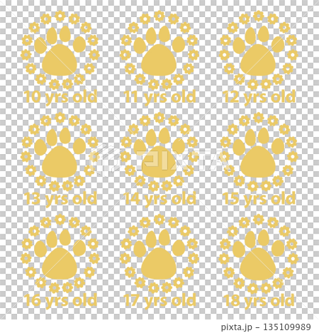 かわいいペット年齢 花・肉球ゴールド 10-18 セット かわいいペット年齢 花・肉球ゴールド 10-18 セット 135109989
