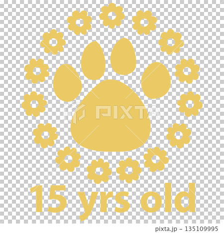 Cute Pet Age Flower Paw Gold 15 135109995