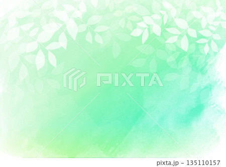 水彩画の抽象的な背景黄緑と新緑 135110157