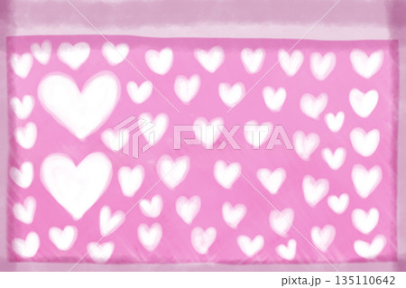 イラスト素材: ピンク背景とハート 135110642