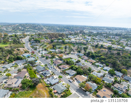 Aerial view of houses in Oceanside town in San Diego, California. USA Aerial view of houses in Oceanside town in San Diego, California. USA 135110708