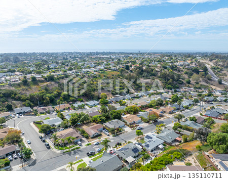 Aerial view of houses in Oceanside town in San Diego, California. USA 135110711