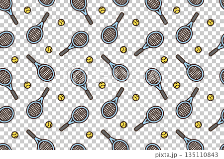 テニスラケットとテニスボールのシームレスな背景画像。 135110843