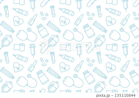 医療アイコンのシームレスな背景画像。 135110844