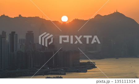 Jan 4 2026 Golden Sunset Over The Peak tower Hong Kong 135111314