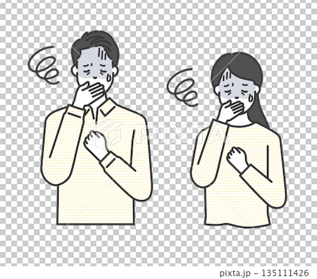 噁心嘔吐的男女插圖向量素材 135111426