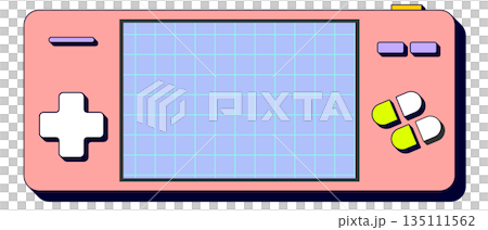 Retro portable game console style frame from the Heisei era 135111562