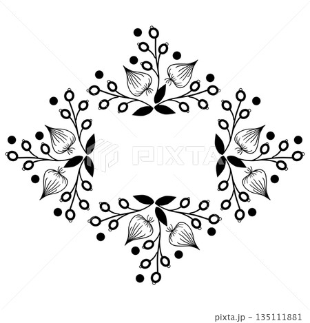 Floral frame for invitation in doodle style vector illustration Floral frame for invitation in doodle style vector illustration 135111881