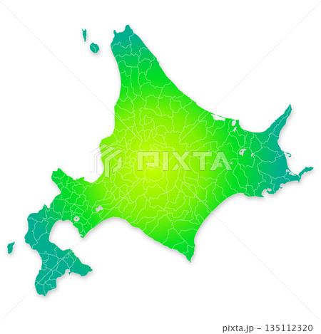 北海道と市町村地図 135112320