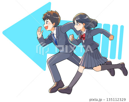 矢印と走る学生 135112329