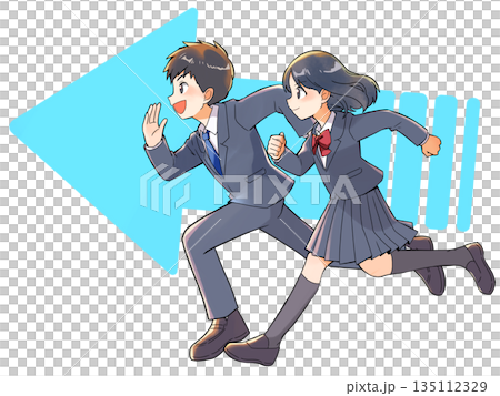 矢印と走る学生 135112329