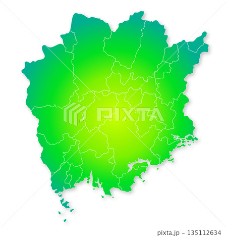 岡山県と市町村地図 135112634