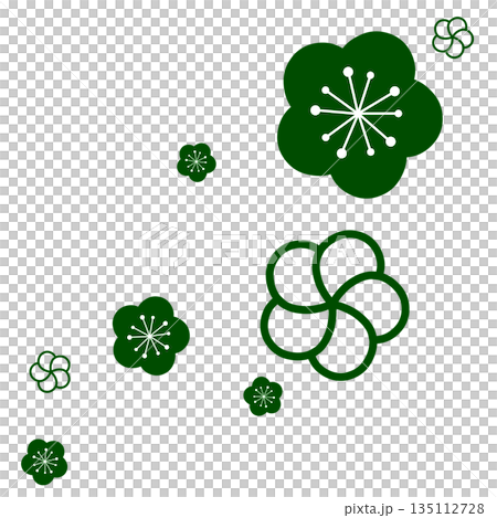緑色の二種類の花のシンプルなイラスト 135112728