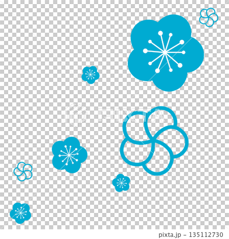 水色の二種類の花のシンプルなイラスト 135112730