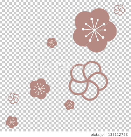 薄い茶色の二種類の花のシンプルなイラスト 135112738