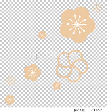 薄いオレンジ色の二種類の花のシンプルなイラスト 135112740