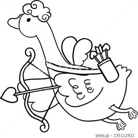 Valentine Goose Cupid with Bow and Arrow Cartoon Hand Drawn Valentine Goose Cupid with Bow and Arrow Cartoon Hand Drawn 135112911