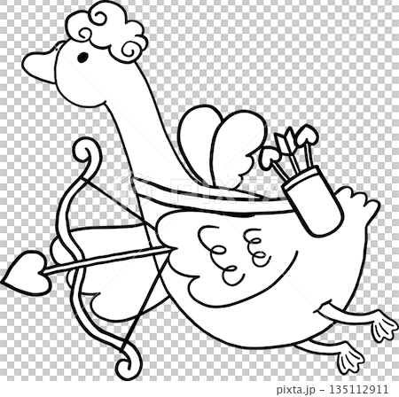 Valentine Goose Cupid with Bow and Arrow Cartoon Hand Drawn Valentine Goose Cupid with Bow and Arrow Cartoon Hand Drawn 135112911