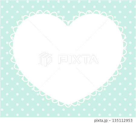 かわいいハートのレースフレームのベクターイラスト。枠、ドット、ラブリー かわいいハートのレースフレームのベクターイラスト。枠、ドット、ラブリー 135112953