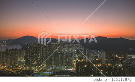 Tseung Kwan O Sunset Coastal Urban Landscape Hong Kong Jan 3 2026 Tseung Kwan O Sunset Coastal Urban Landscape Hong Kong Jan 3 2026 135112976