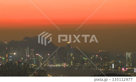 Hong Kong Harbour Twilight Time Urban Skyline View Jan 3 2026 Hong Kong Harbour Twilight Time Urban Skyline View Jan 3 2026 135112977