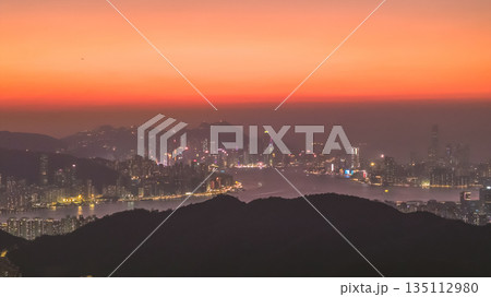 Hong Kong Harbour Twilight Time Urban Skyline View Jan 3 2026 135112980
