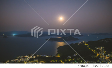 Full Moon Over Silverstrand Beach Hong Kong Night Jan 3 2026 135112988