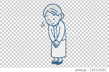 Illustration of a woman bowing and greeting Illustration of a woman bowing and greeting 135113201