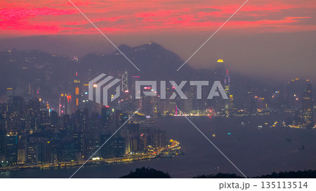 Dec 31 2025 Twilight colors glowing over calm Tseung Kwan O bay 135113514