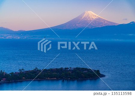 （静岡県）大瀬崎から海越しの富士山 135113598
