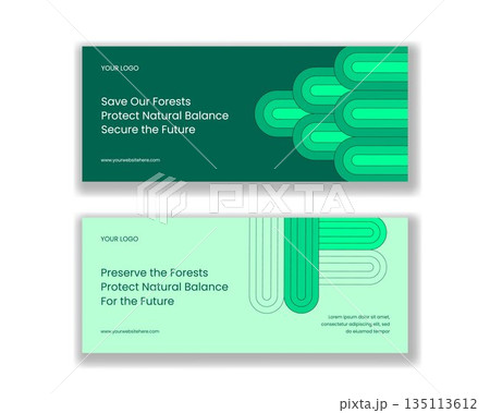 Flat Cartoon World Forestry Day Hand Drawn Horizontal Banner Background Illustration 135113612
