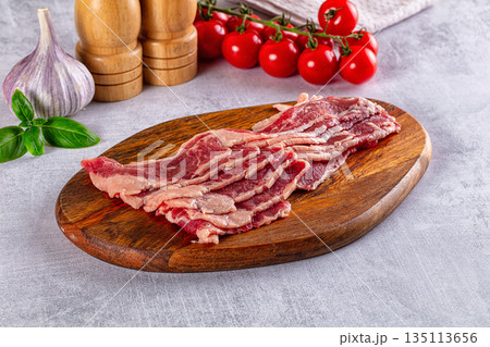 Raw beef marble bacon slices 135113656
