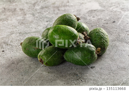 Fresh sweet juicy green feijoa fruit Fresh sweet juicy green feijoa fruit 135113668