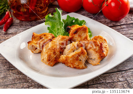 Grilled chicken meat kebab barbecue Grilled chicken meat kebab barbecue 135113674