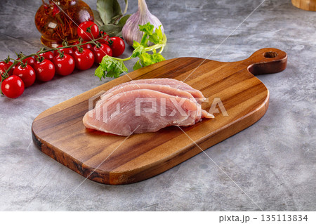 Raw turkey breast fillet steak Raw turkey breast fillet steak 135113834