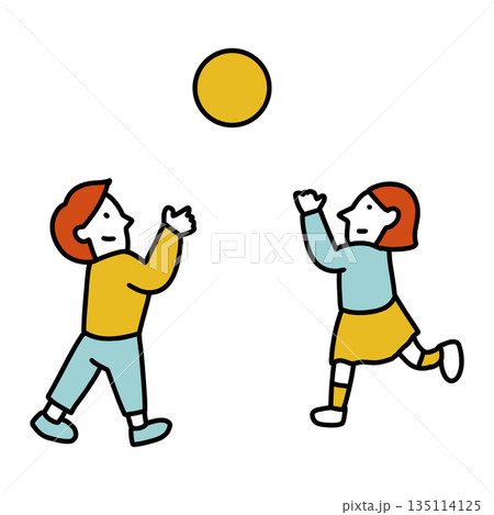 ドッジボール、バレーボールなどボール遊びをする元気な小学生 ドッジボール、バレーボールなどボール遊びをする元気な小学生 135114125