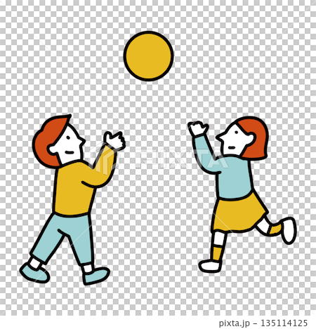 ドッジボール、バレーボールなどボール遊びをする元気な小学生 ドッジボール、バレーボールなどボール遊びをする元気な小学生 135114125