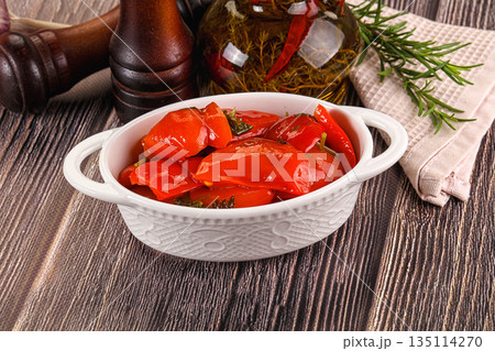 Homemade marinated red bell pepper Homemade marinated red bell pepper 135114270