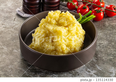 Mushed boiled potato homemade puree Mushed boiled potato homemade puree 135114330