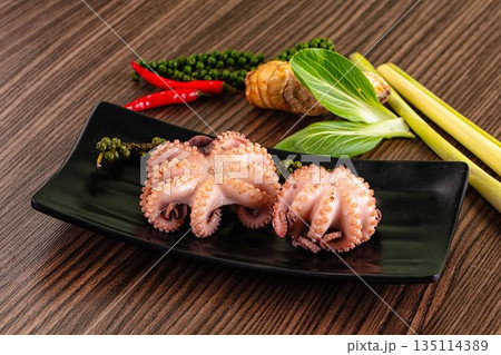 Gourmet Boiled octopus in the bowl 135114389