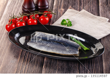 Salted herring fillet with skin 135114597