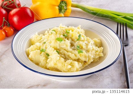 Mashed potato with green onion Mashed potato with green onion 135114615