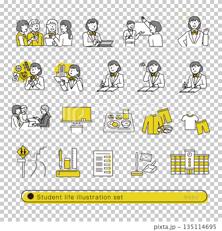 学校生活イラストセット 学校生活イラストセット 135114695
