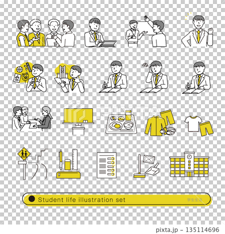 学校生活イラストセット 135114696