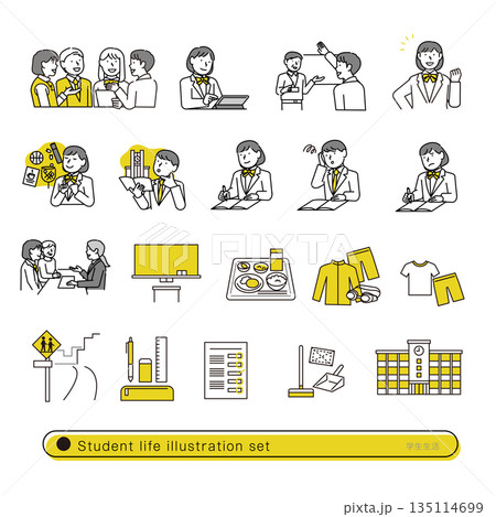学校生活イラストセット 135114699