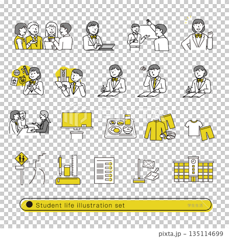 School life illustration set 135114699