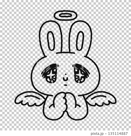 夢幻天使兔線條畫 135114887